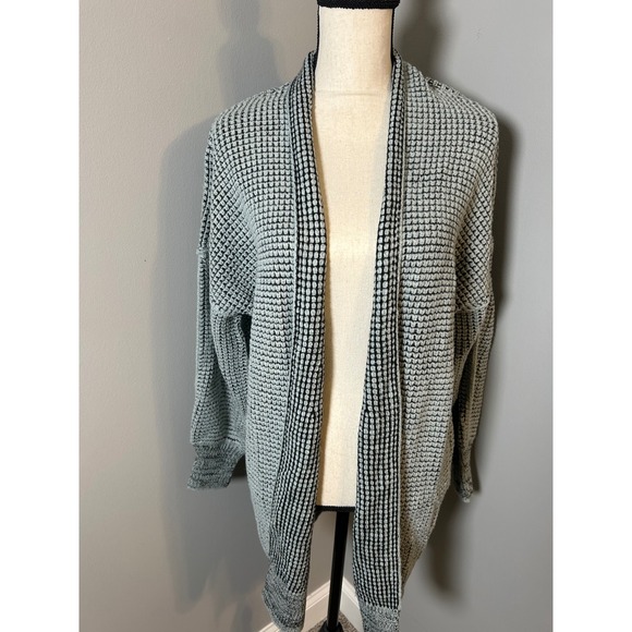Unbranded Sweaters - Womens Light Blue/Navy‎ Waffle Knit  Longline Cardigan Sweater Size Large